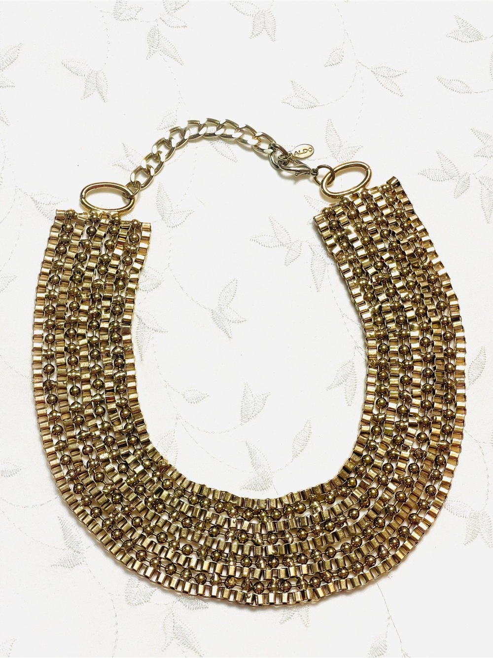 Aldo Collar Bib Gold Toned Box Chain Necklace